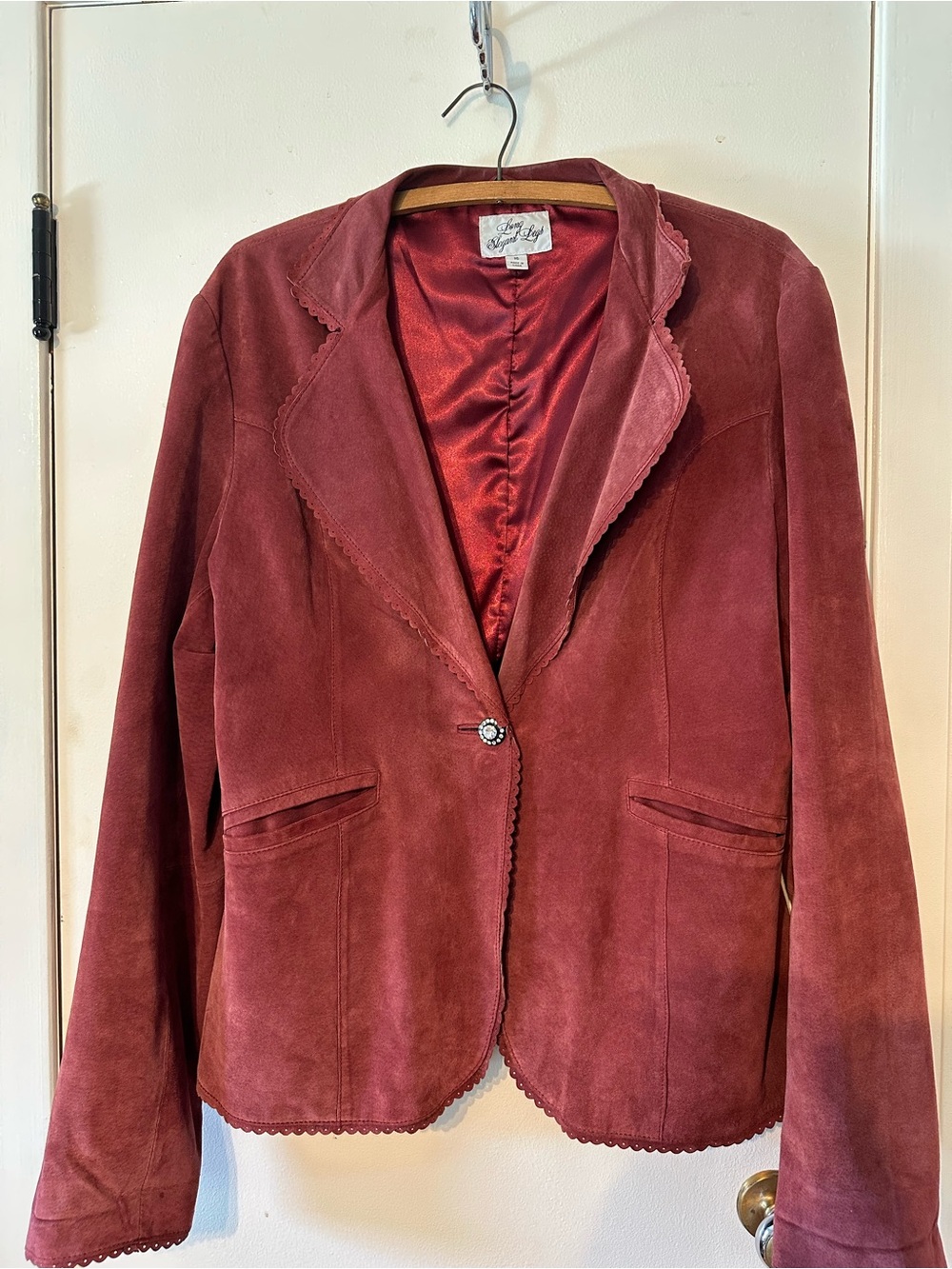 Long Elegant Legs Wine Suede Blazer